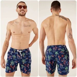 Chubbies The Neon Lights Classic Swim Trunks 7" in Navy Graphic - Large